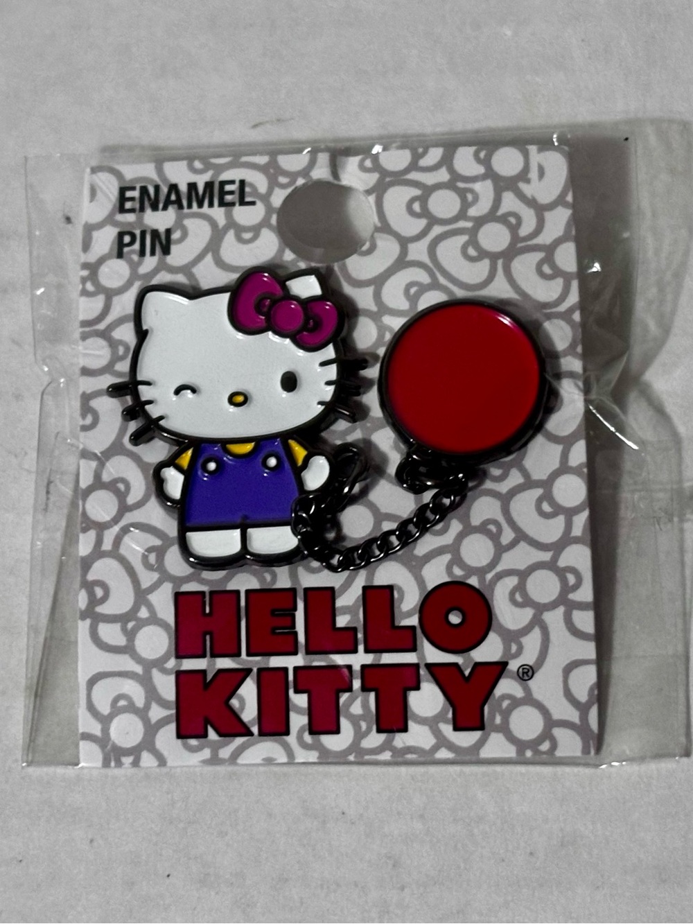 Hello Kitty Enamel Hat Pin with Red Balloon and Purple Outfit